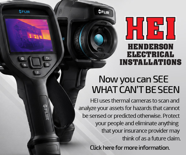 Promotional image of Henderson Electrical's thermal camera imaging service.